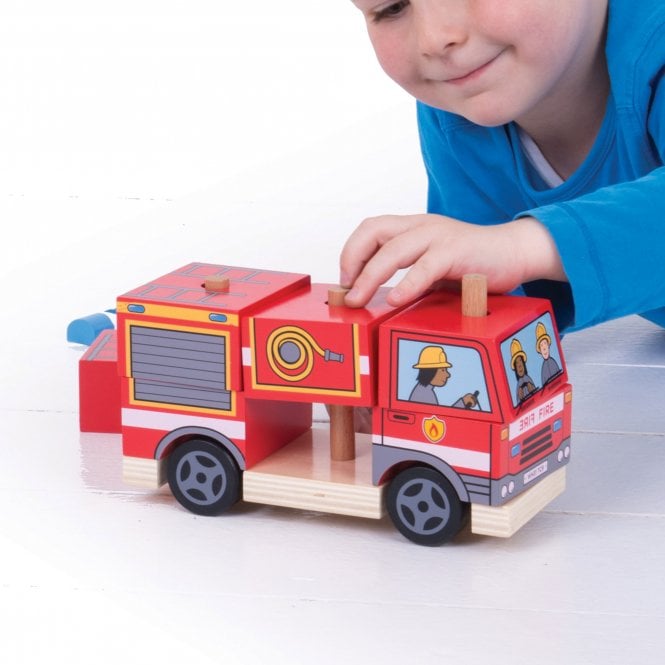 Stacking Fire Engine, Discover Double the Fun with the Bigjigs Stacking Fire Engine!Sound the alarm and get ready for action-packed fun and learning with our Bigjigs Stacking Fire Engine! This 2-in-1 toy effortlessly combines the joy of stacking with the thrill of push-along play, making it a must-have for every young hero in training. Stacking Fire Engine Features: Stack & Go First, assemble the fire engine by stacking all the pieces in the correct order. Once the stacking fun is complete, it's time to pus