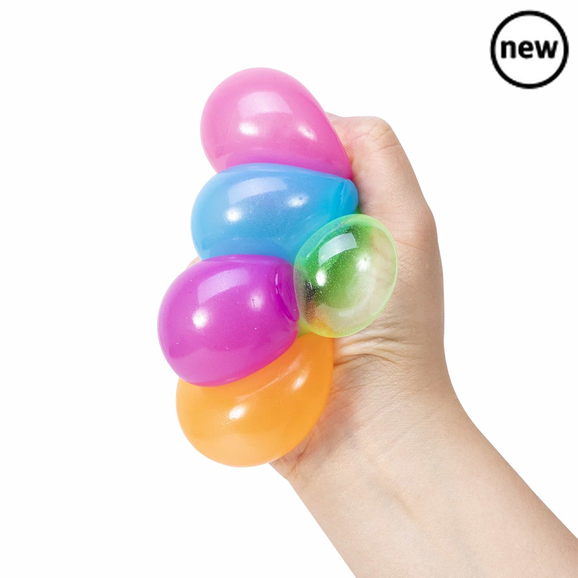 Stickums Needoh, Nee Doh Stickums have a sticky outer skin and a cushy air-filled centre, perfect for squishing, squeezing and smushing!Coming in a compact pack of 12, your sticky-wicky, wally-crawly, glow-in-the-dark globs will cling together, or stick to the windows and walls! They're lightweight, and perfect for sticky rolling or squeezing sensory play. If they lose their stick, simply wash them with warm soap and water! What a wonderful low impact play activity for curious minds, offering a sense of cal