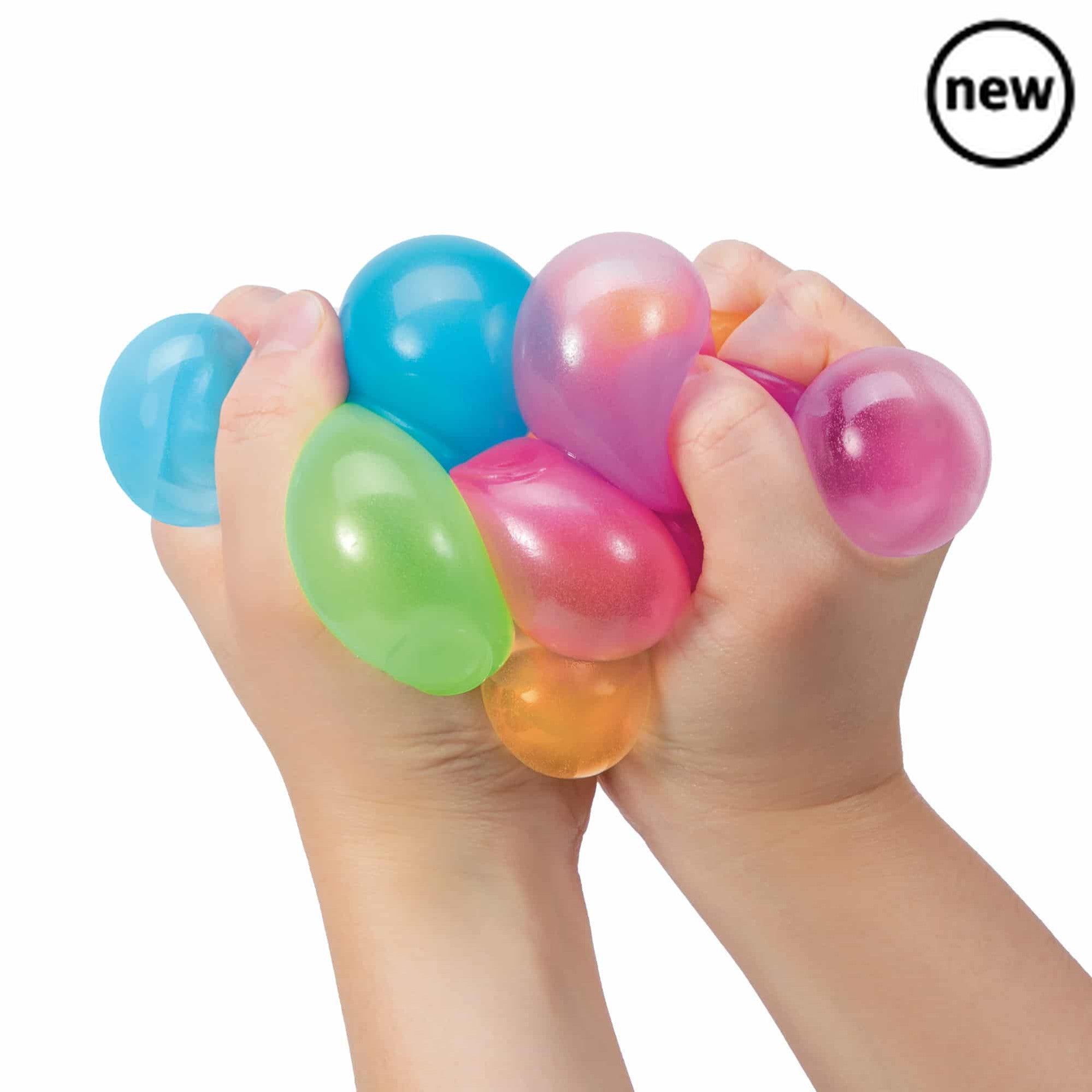 Stickums Needoh, Nee Doh Stickums have a sticky outer skin and a cushy air-filled centre, perfect for squishing, squeezing and smushing!Coming in a compact pack of 12, your sticky-wicky, wally-crawly, glow-in-the-dark globs will cling together, or stick to the windows and walls! They're lightweight, and perfect for sticky rolling or squeezing sensory play. If they lose their stick, simply wash them with warm soap and water! What a wonderful low impact play activity for curious minds, offering a sense of cal