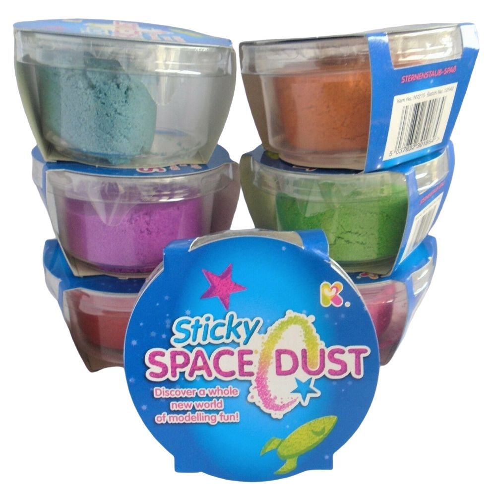 Sticky Space Dust, Introducing an exciting world of modelling fun with our pots of kinetic sand! This unique sand gives you the ability to shape, mould, and squeeze it, providing endless possibilities for creative play. As you manipulate the kinetic sand, you will be mesmerized by its smooth texture and watch as it effortlessly flows through your fingers, just like traditional sand. However, what sets kinetic sand apart is its remarkable ability to stick back together, ensuring a virtually mess-free play ex