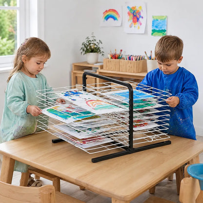 Table Top 20 Shelf Drying Rack in a naturally lit early years nursery lifestyle setting 6