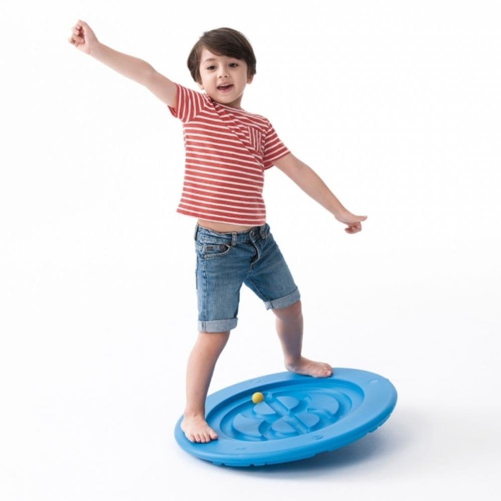 Tai chi balance board Large, The Large Tai-Chi Board is a balance board with an added twist which will develop core skills. A child can stand on top of the Tai chi balance board Large and make the ball roll along the patterned orbit by moving his body back and forth, and develop coordination Two children can work together on the Tai chi balance board Large, with two interchangeable disks providing challenge and amusement. The discs can also be used as hand-held devices. The durable Tai chi balance board Lar