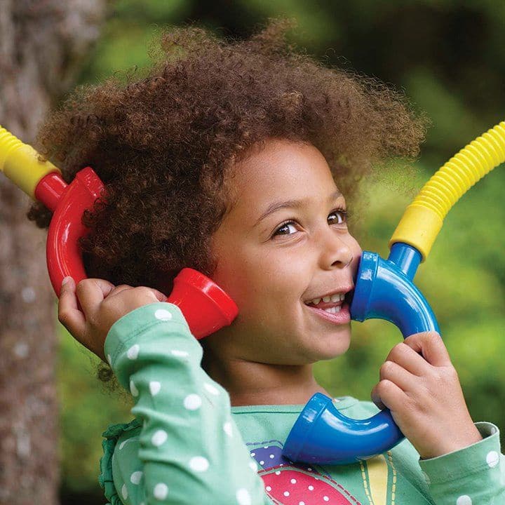 Talking Tubes, Talking tubes are a fun way way to develop children's communication skills and social skills. A fantastic set of telephone Talking Tubes and interconnecting tubing which promotes interaction and helps develop language and social skills. Children love these fantastic talking tubes and they remain a children's classic for use indoor or outdoor. Talking Tubes are a strong, hollow, flexible yellow tube with handsets that plug into both ends allows children to pass a message to each other across a