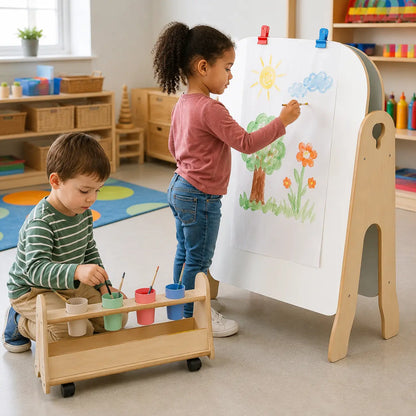 Tall Easel and Storage Trolley nursery lifestyle scene 2