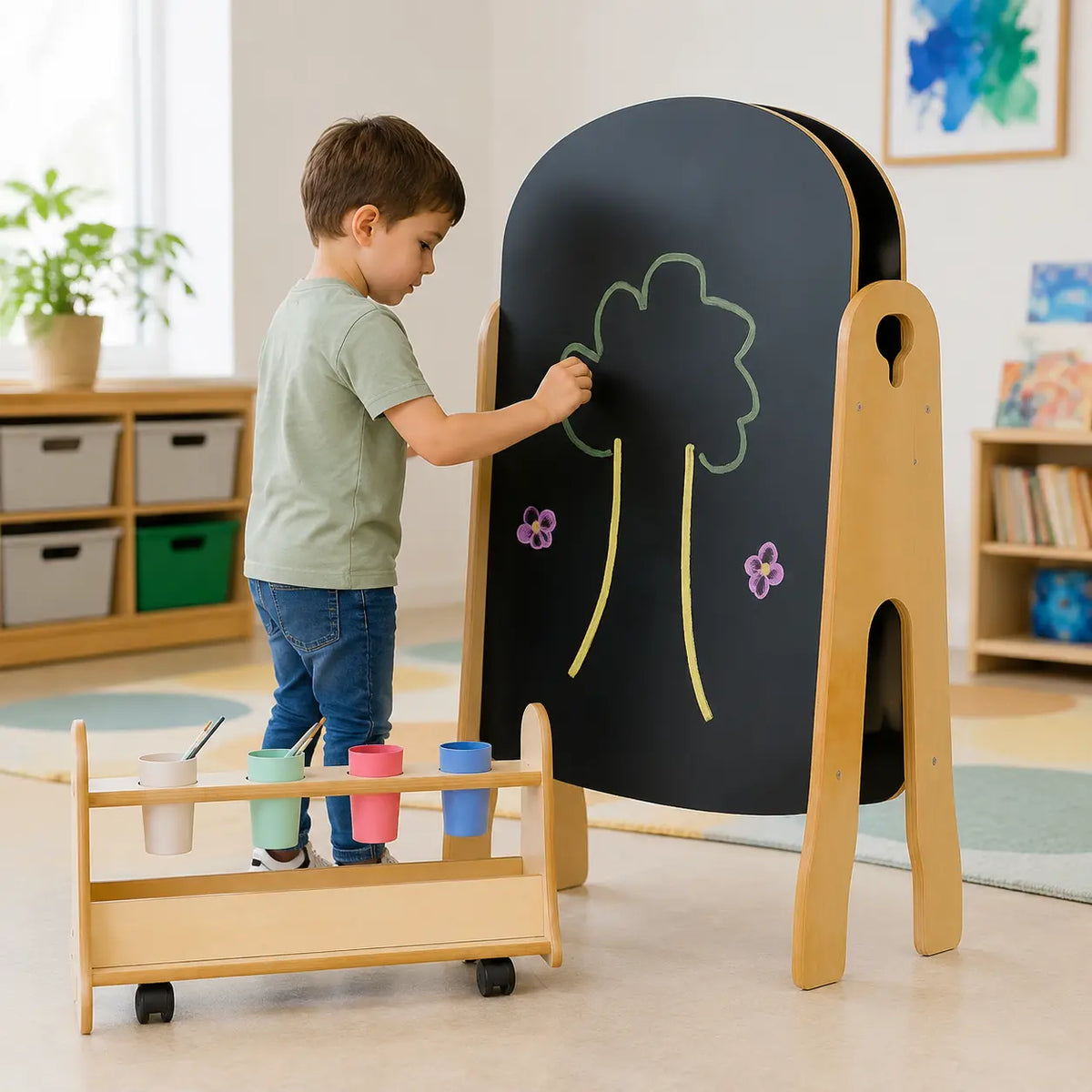 Tall Easel and Storage Trolley nursery lifestyle scene 8