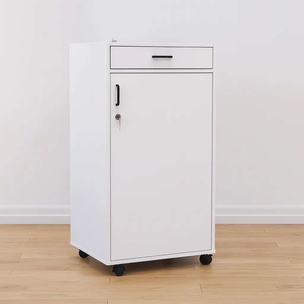 Teachers Caddy With Lockable Top Lid And Lockable Doors With Black Plastic Handle-Teachers Caddy With Lockable Top Lid And Lockable Doors With Black Plastic Handle