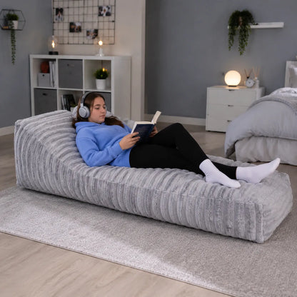 Ribbed Faux Fur Bean Bag Bed in a modern bedroom or lounge - lifestyle image 1
