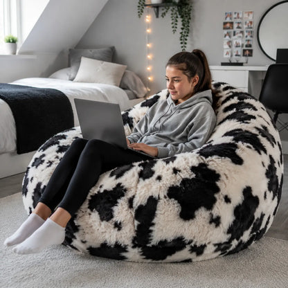 Faux Fur Pony Skin Jumbo Beanbags in a modern teenage setting - lifestyle image 5