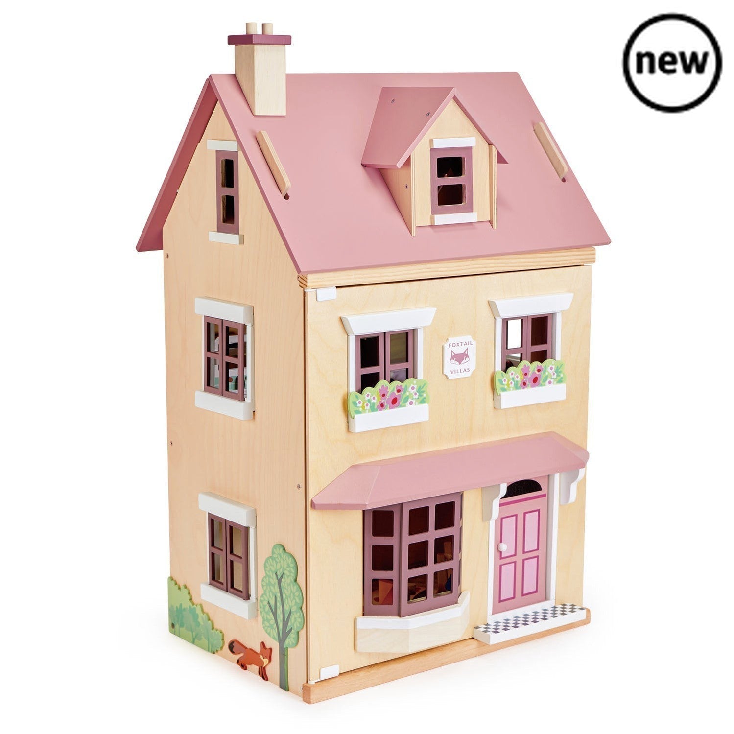 Tenderleaf Foxtail Villa (Pink), Introducing Foxtail Villa, the ultimate town style dolls house that combines exquisite design with endless playtime possibilities. Crafted with careful attention to detail, this mid-sized dolls house is adorned with subtle colors, making it an enchanting addition to your little one's toy collection.With a cleverly designed roof that effortlessly lifts and holds, accessing the attic has never been easier. Let your child's imagination soar as they create their own little world