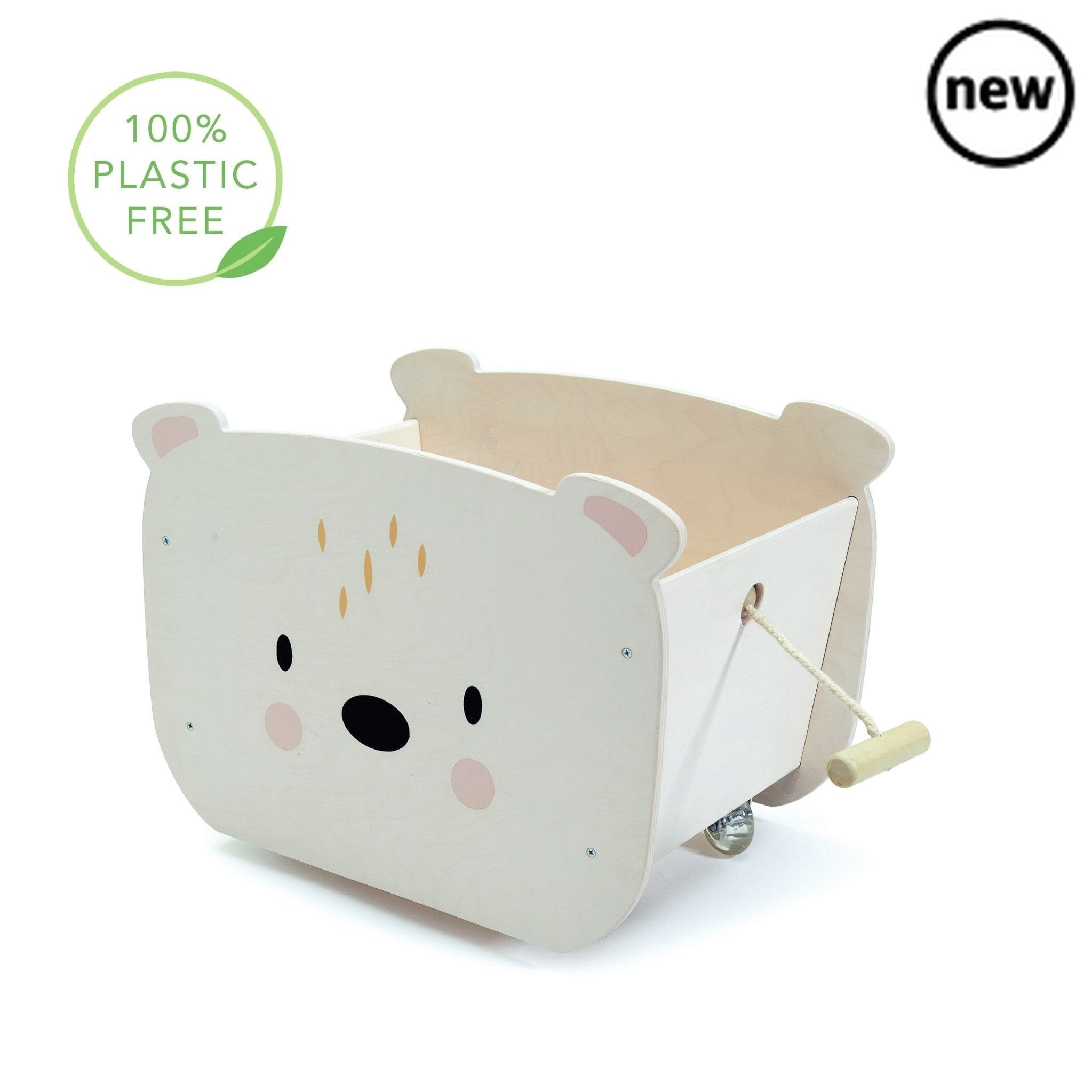 Tenderleaf Toys Pull Along Bear Cart, A wooden toy box on 4 wheels! Pull along this handsome polar bear and fill it with your favourite toys and books. Keep your room tidy with this sturdy, stylish toy or book box. Self assembly required. Suitable for children age 3+ Product dimensions: 0.36 x 0.55 x 0.07 meters, Tenderleaf Toys Pull Along Bear Cart,Wooden Toys,Tenderleaf, 