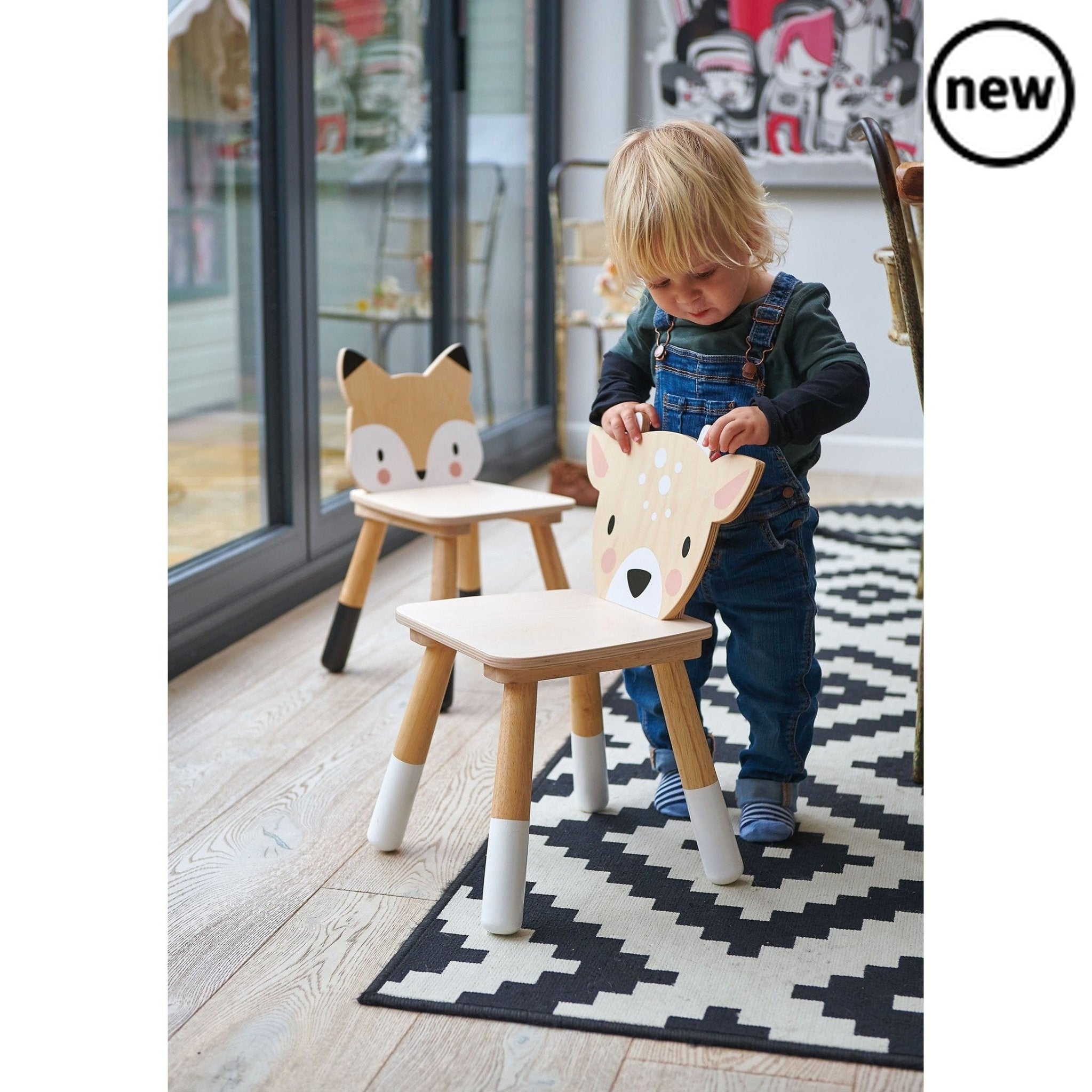 Tenderleaf Toys Wooden Forest Deer Chair, Introducing our whimsical and adorable Deer Chair by Tender Leaf Toys - the perfect addition to any play area or dining table. Crafted with top-quality plywood, this chair is not only durable but also brings a touch of playful charm to any space.Designed to perfectly complement the Tender Leaf Toys Forest Table, this Deer Chair adds an enchanting element to imaginative play and group activities. Children will delight in having their own special seat shaped like a fr