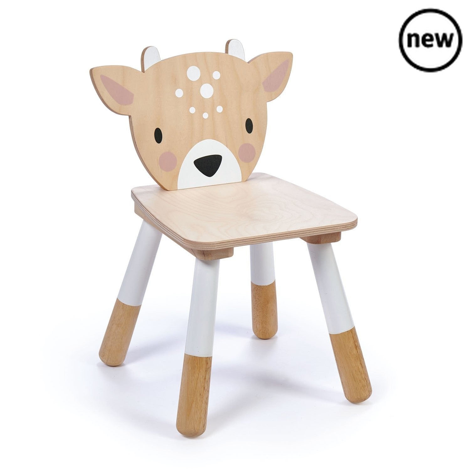 Tenderleaf Toys Wooden Forest Deer Chair, Introducing our whimsical and adorable Deer Chair by Tender Leaf Toys - the perfect addition to any play area or dining table. Crafted with top-quality plywood, this chair is not only durable but also brings a touch of playful charm to any space.Designed to perfectly complement the Tender Leaf Toys Forest Table, this Deer Chair adds an enchanting element to imaginative play and group activities. Children will delight in having their own special seat shaped like a fr