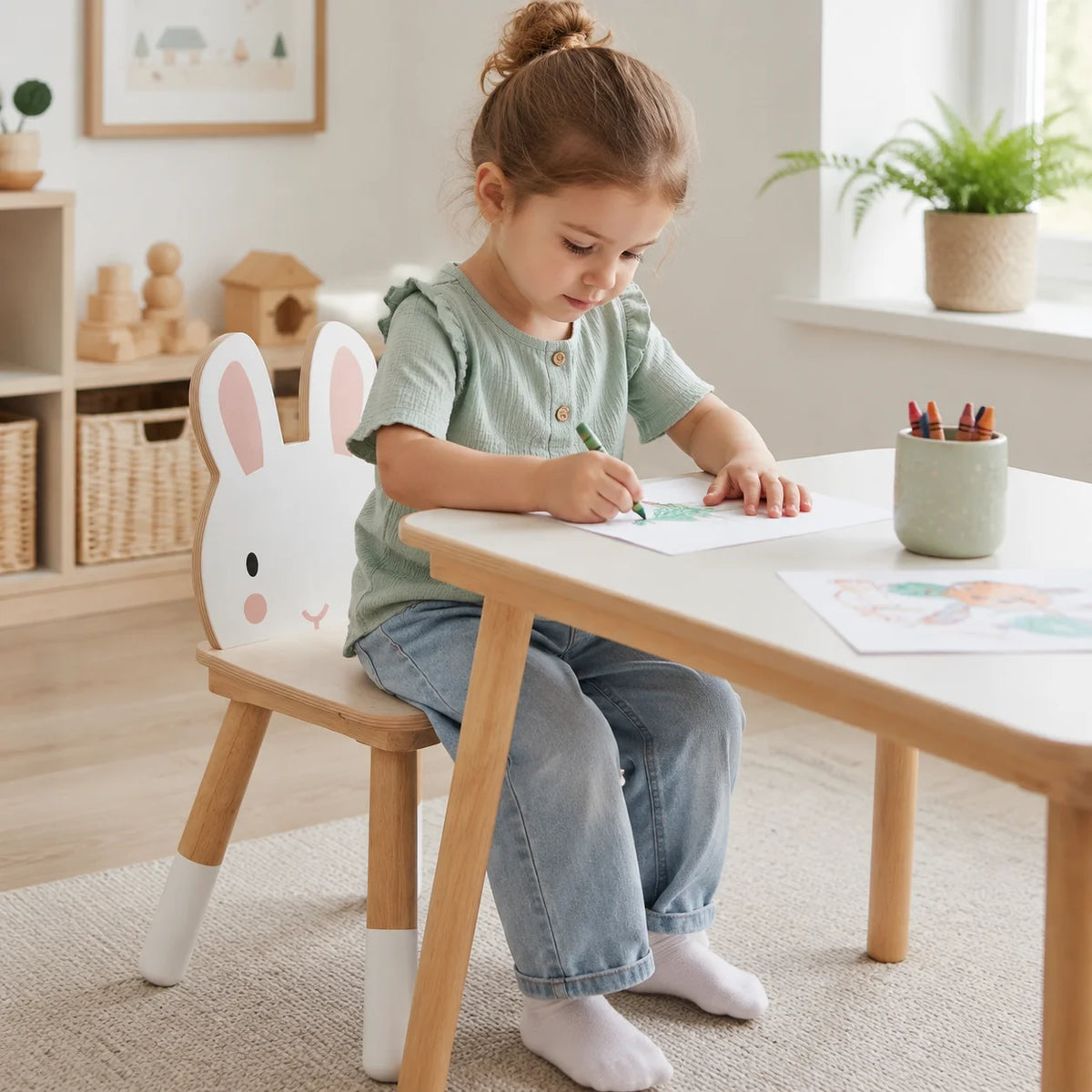 Tenderleaf Toys Wooden Forest Rabbit Chair-Tenderleaf Toys Wooden Forest Rabbit Chair
