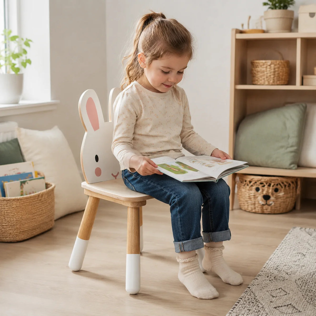 Tenderleaf Toys Wooden Forest Rabbit Chair-Tenderleaf Toys Wooden Forest Rabbit Chair