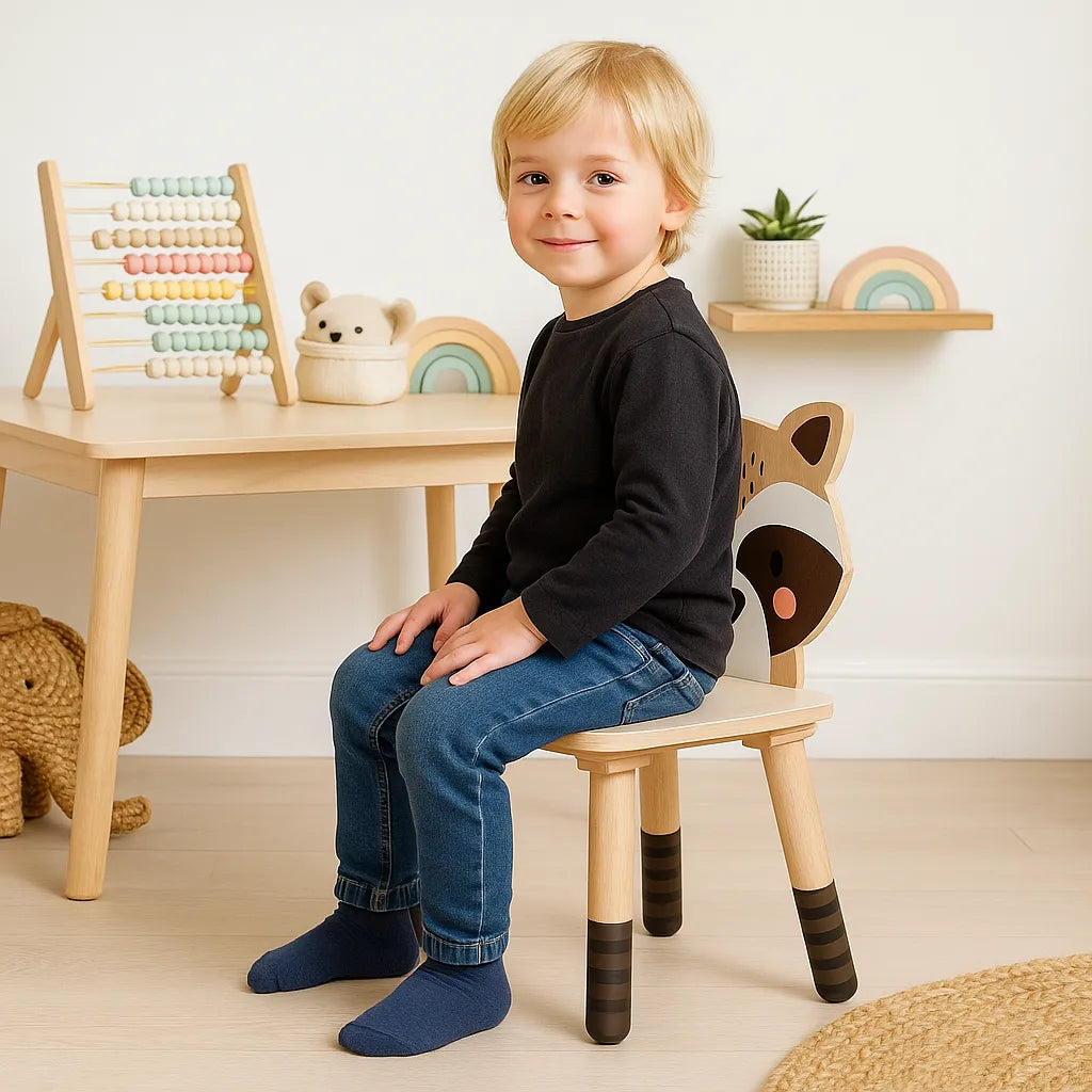 Tenderleaf Toys Wooden Forest Raccoon Chair-Tenderleaf Toys Wooden Forest Raccoon Chair