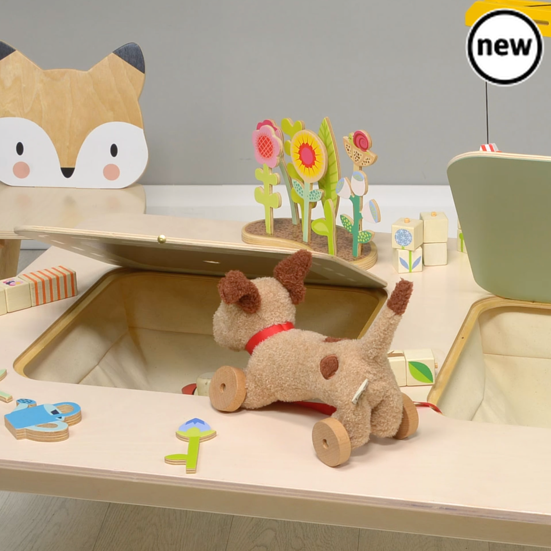 Tenderleaf Toys Wooden Large Play Table, Tender Leaf at their best, what an ingenious table for your little ones. The table is white and made from plywood with 2 clever storage areas, made from strong canvas fabric. Turn the lids over to have a road printed on one side and on the other a soft green with a sweet little bird illustration. Age range: 3 Years And Older Product size: 39.37 x 27.56 x 13.78” Weight: 19.36 lbs, Tenderleaf Toys Wooden Large Play Table,Wooden Toys,Tenderleaf, 
