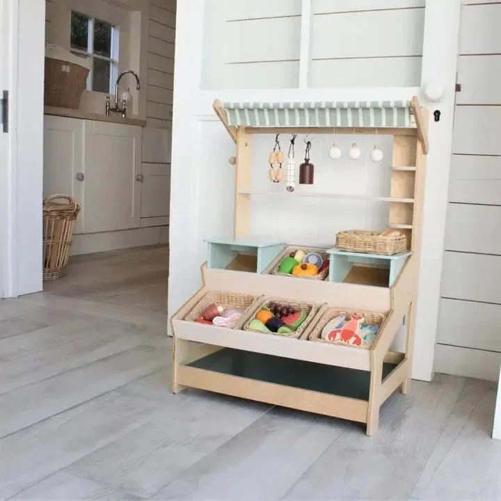 Tenderleaf Toys Wooden Market Stall with Shelves-Tenderleaf Toys Wooden Market Stall with Shelves