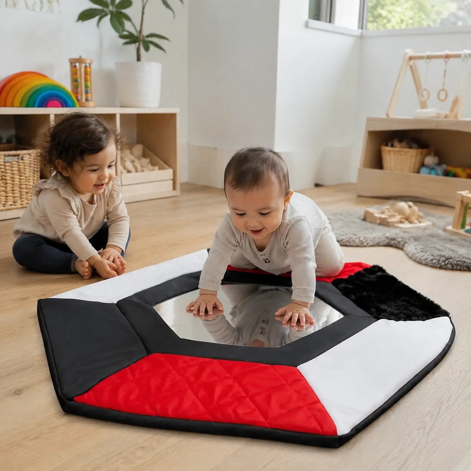 Texture Reflector Mat in natural early-years sensory play setting 6