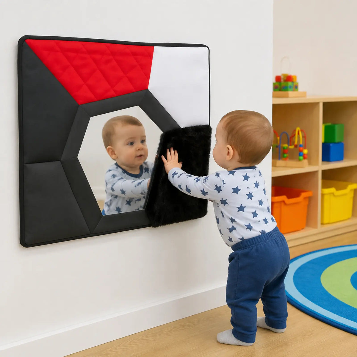 Texture Reflector Mat in natural early-years sensory play setting 7