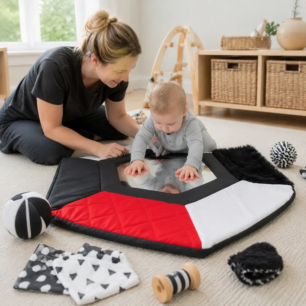 Texture Reflector Mat in natural early-years sensory play setting 8