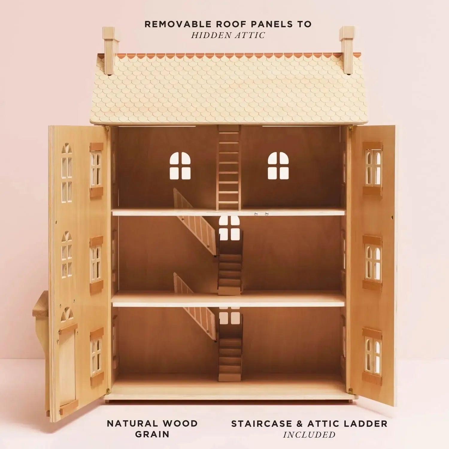 The Grand Natural Wood Dolls House-The Grand Natural Wood Dolls House