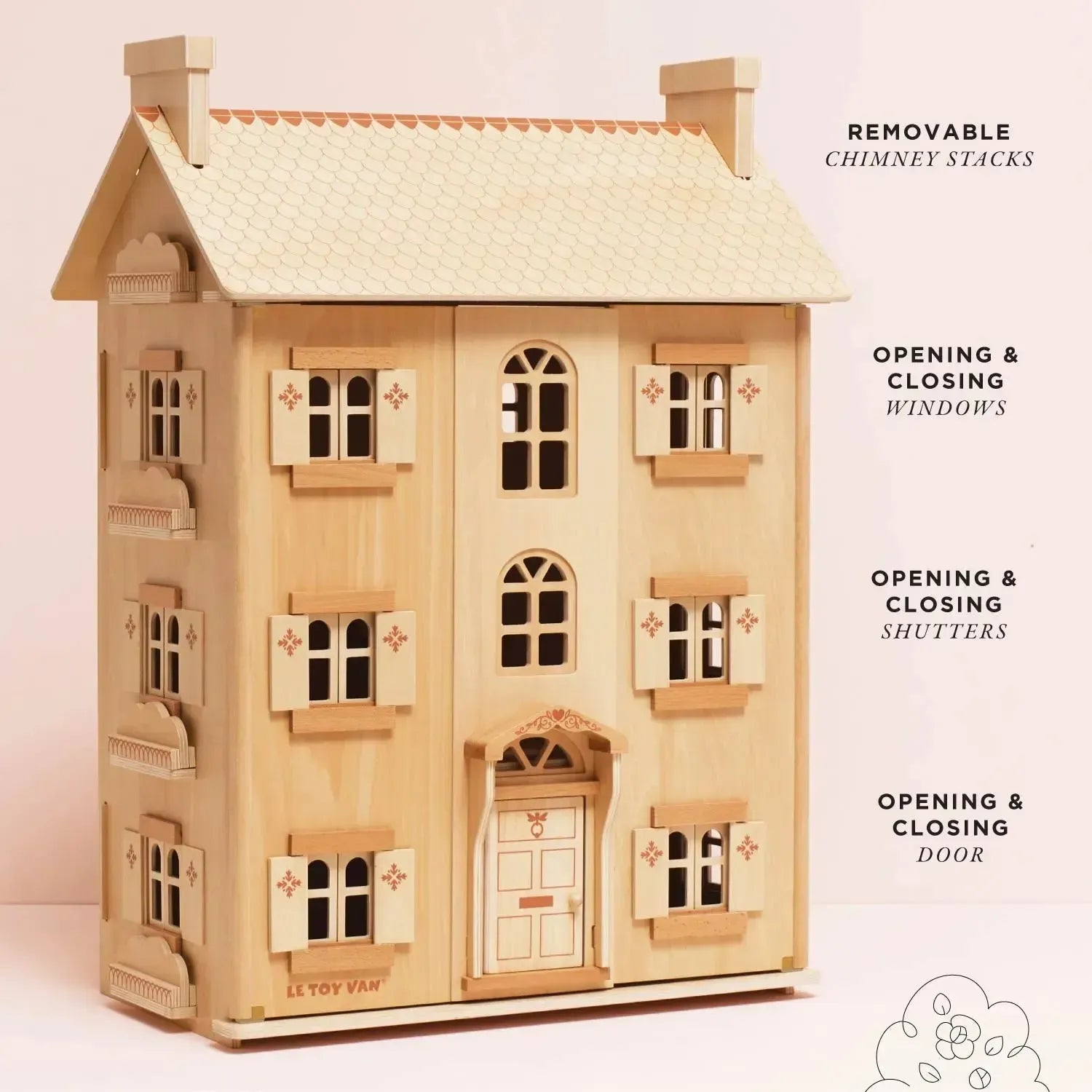 The Grand Natural Wood Dolls House-The Grand Natural Wood Dolls House