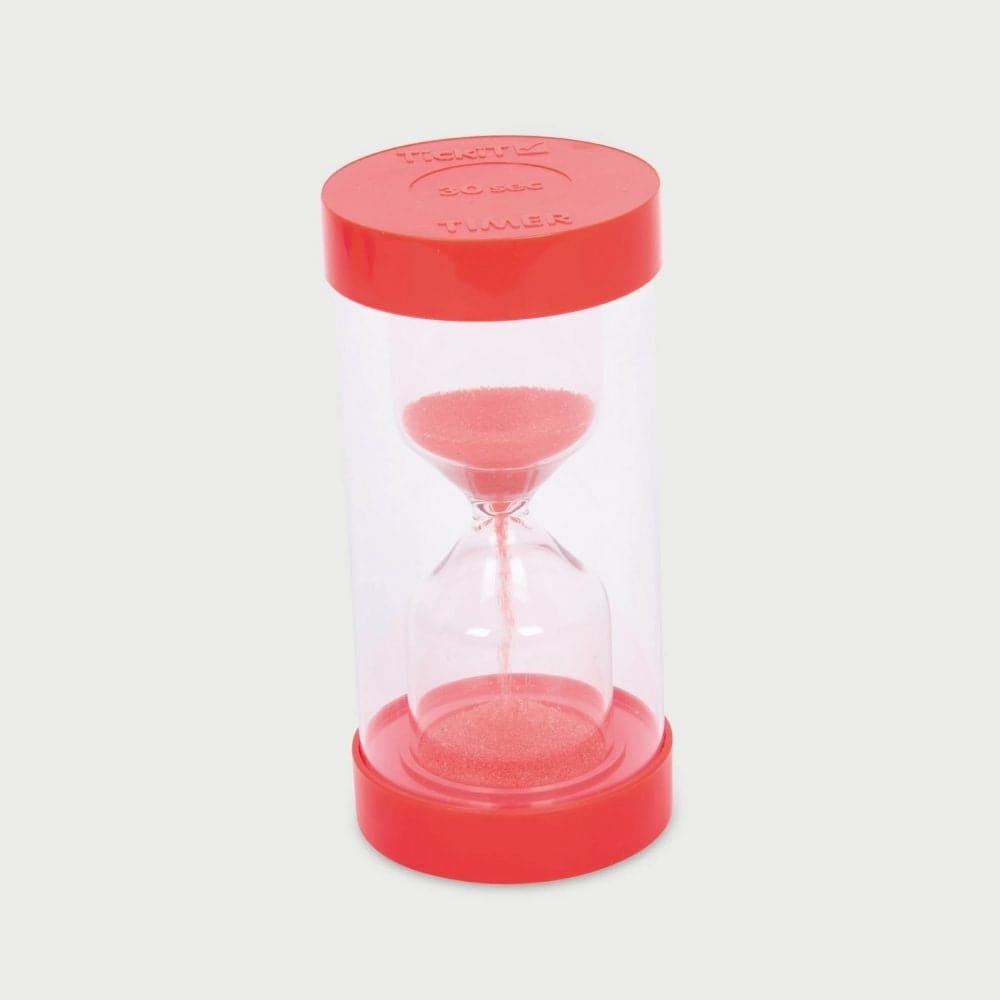 TickiT Colour Bright Sand Timer 30 Sec Red, Our new range of excellent value robust sand timers offer the same traditional visual demonstration of the passing of time, but with a new rounded design including a shatterproof plastic barrier to protect the sleek modernised glass bulb inside. Easy to understand for young children, ideal for use in timed games or activities and for timing experiments in maths or science. Colour coded to match the other sand timers in our TickiT range, with clearly marked times o