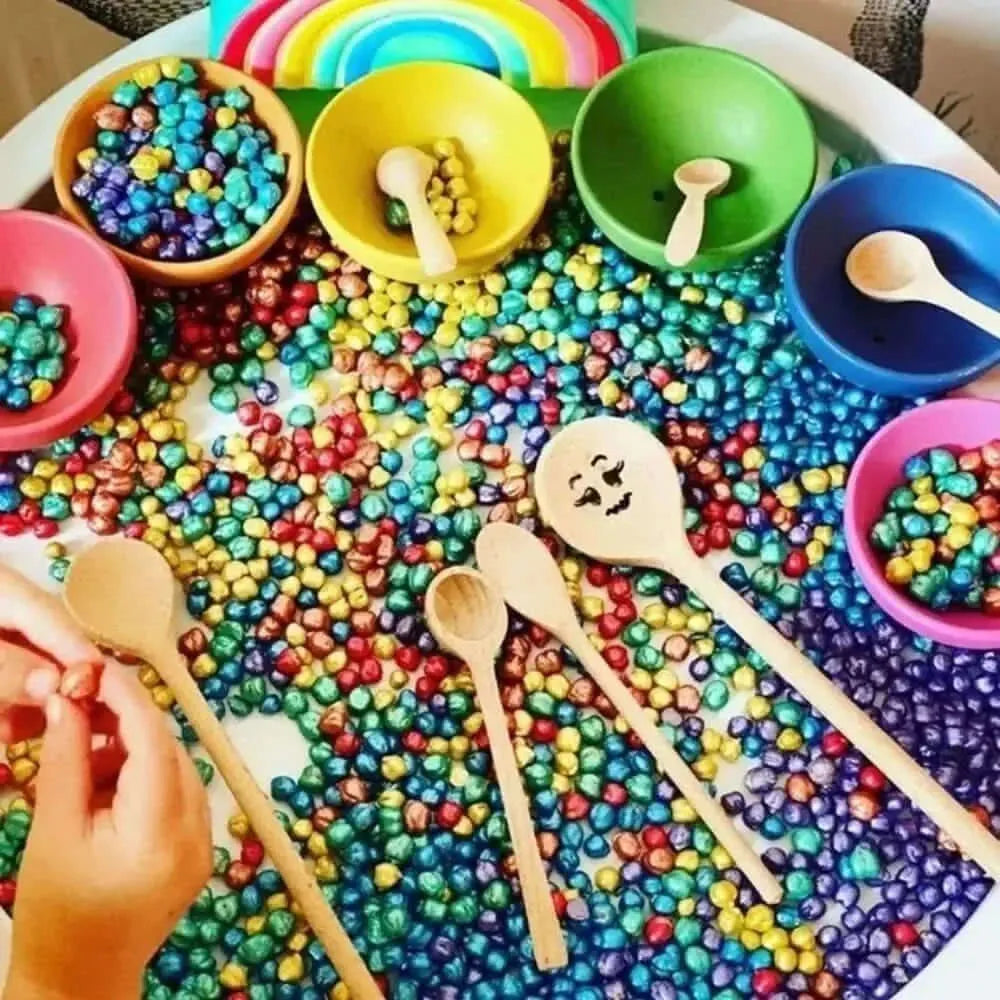 TickIt Rainbow Wooden Bowls Pack of 7-TickIt Rainbow Wooden Bowls Pack of 7