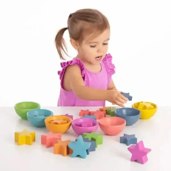 TickIt Rainbow Wooden Bowls Pack of 7-TickIt Rainbow Wooden Bowls Pack of 7