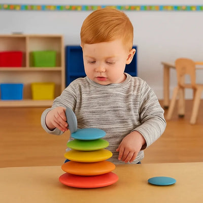 TickiT Rainbow Wooden Buttons-TickiT Rainbow Wooden Buttons