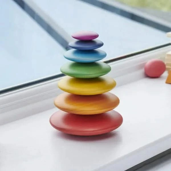 TickiT Rainbow Wooden Buttons-TickiT Rainbow Wooden Buttons