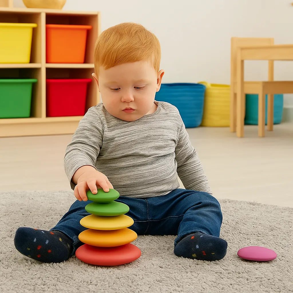 TickiT Rainbow Wooden Buttons-TickiT Rainbow Wooden Buttons