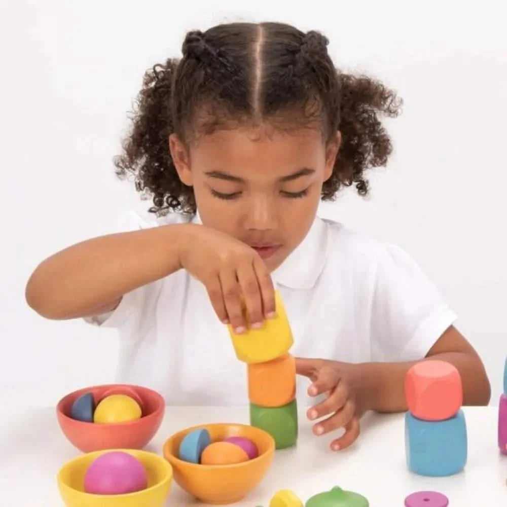 TickIT Rainbow Wooden Cubes Pk14-TickIT Rainbow Wooden Cubes Pk14