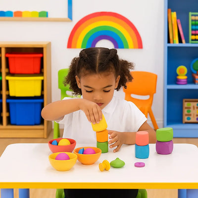 TickIT Rainbow Wooden Cubes Pk14-TickIT Rainbow Wooden Cubes Pk14