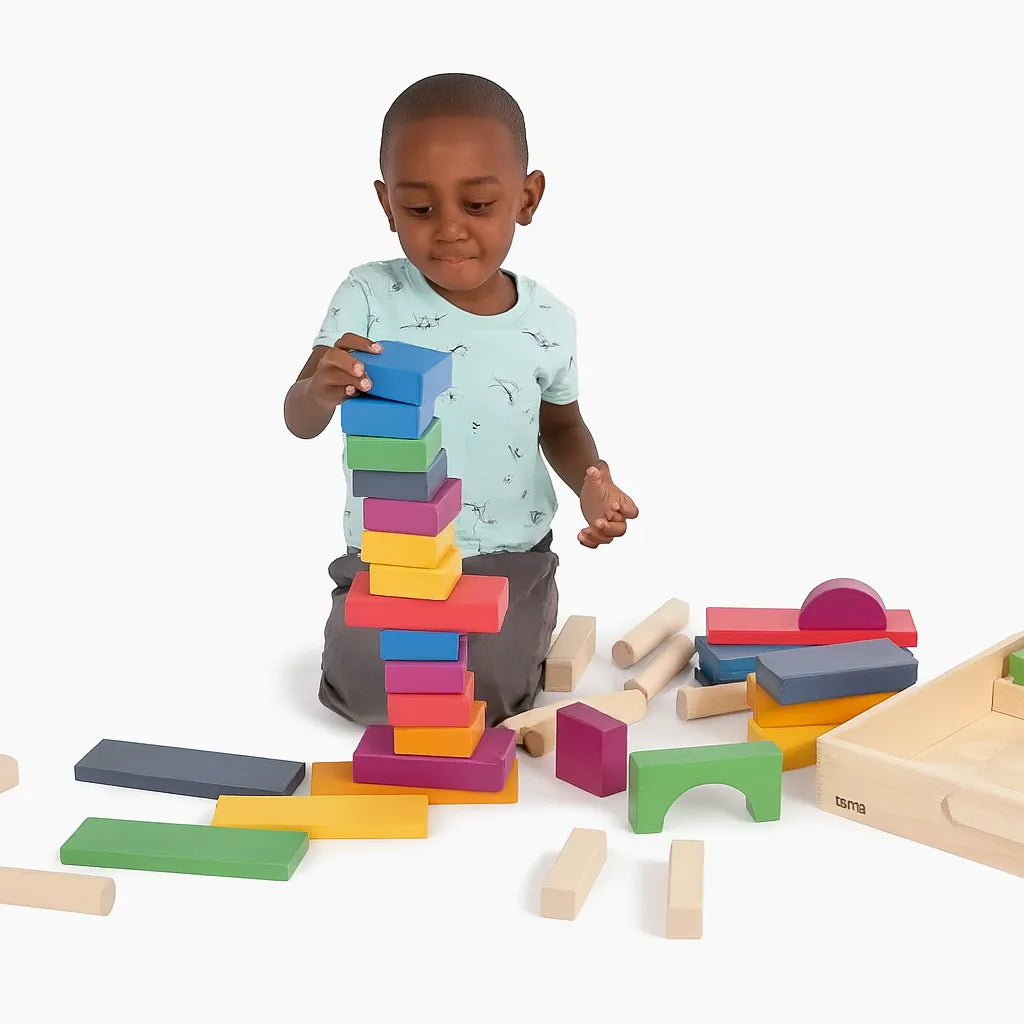 TickiT Rainbow Wooden Jumbo Block Set-TickiT Rainbow Wooden Jumbo Block Set