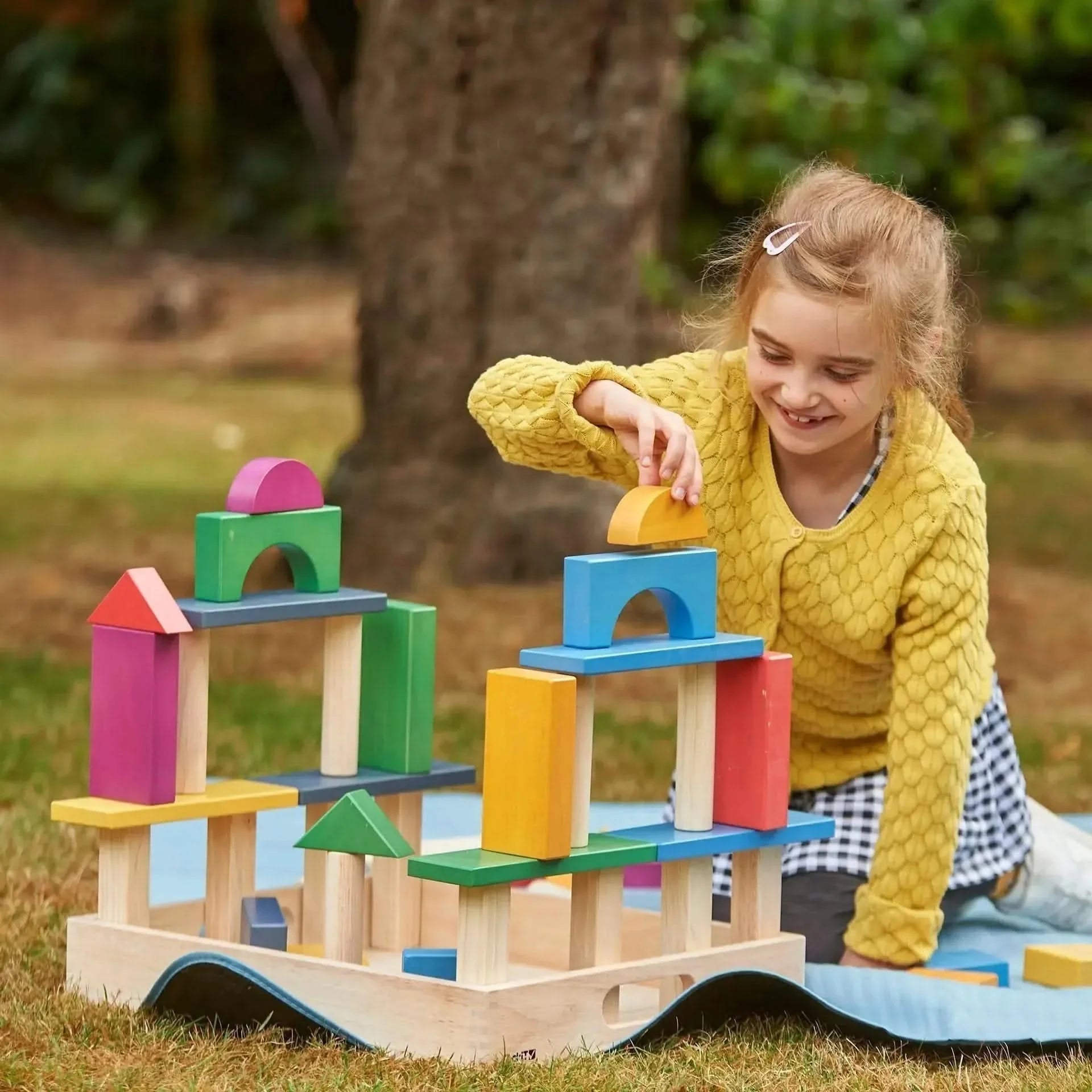 TickiT Rainbow Wooden Jumbo Block Set-TickiT Rainbow Wooden Jumbo Block Set