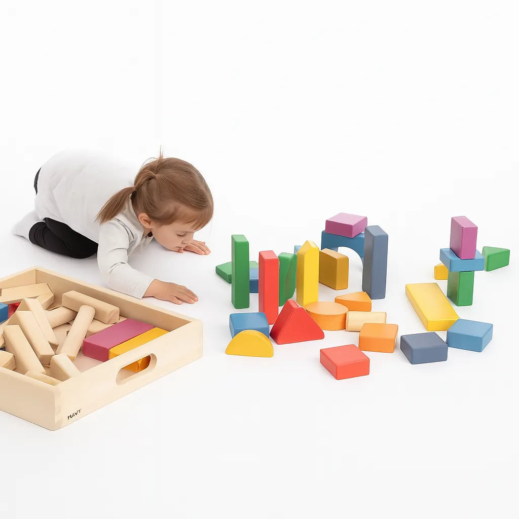 TickiT Rainbow Wooden Jumbo Block Set-TickiT Rainbow Wooden Jumbo Block Set