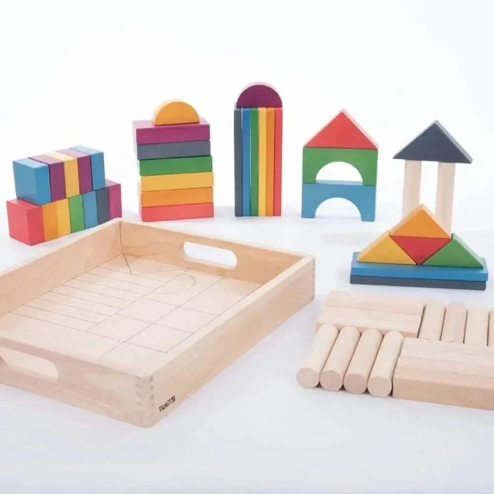 TickiT Rainbow Wooden Jumbo Block Set-TickiT Rainbow Wooden Jumbo Block Set