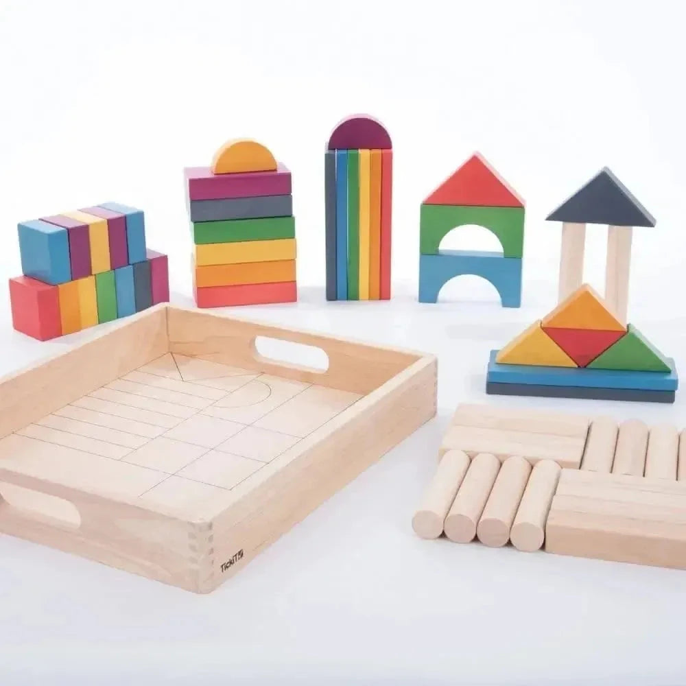 TickiT Rainbow Wooden Jumbo Block Set-TickiT Rainbow Wooden Jumbo Block Set