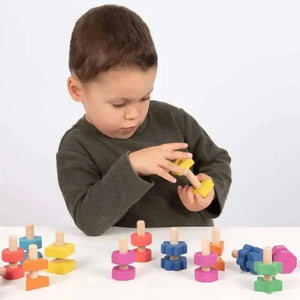 TickIt Rainbow Wooden Nuts & Bolts- Pk21-TickIt Rainbow Wooden Nuts & Bolts- Pk21