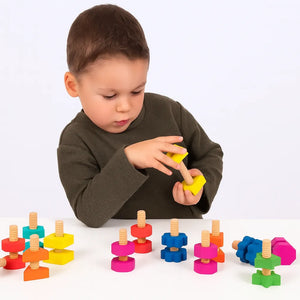 TickIt Rainbow Wooden Nuts & Bolts- Pk21-TickIt Rainbow Wooden Nuts & Bolts- Pk21