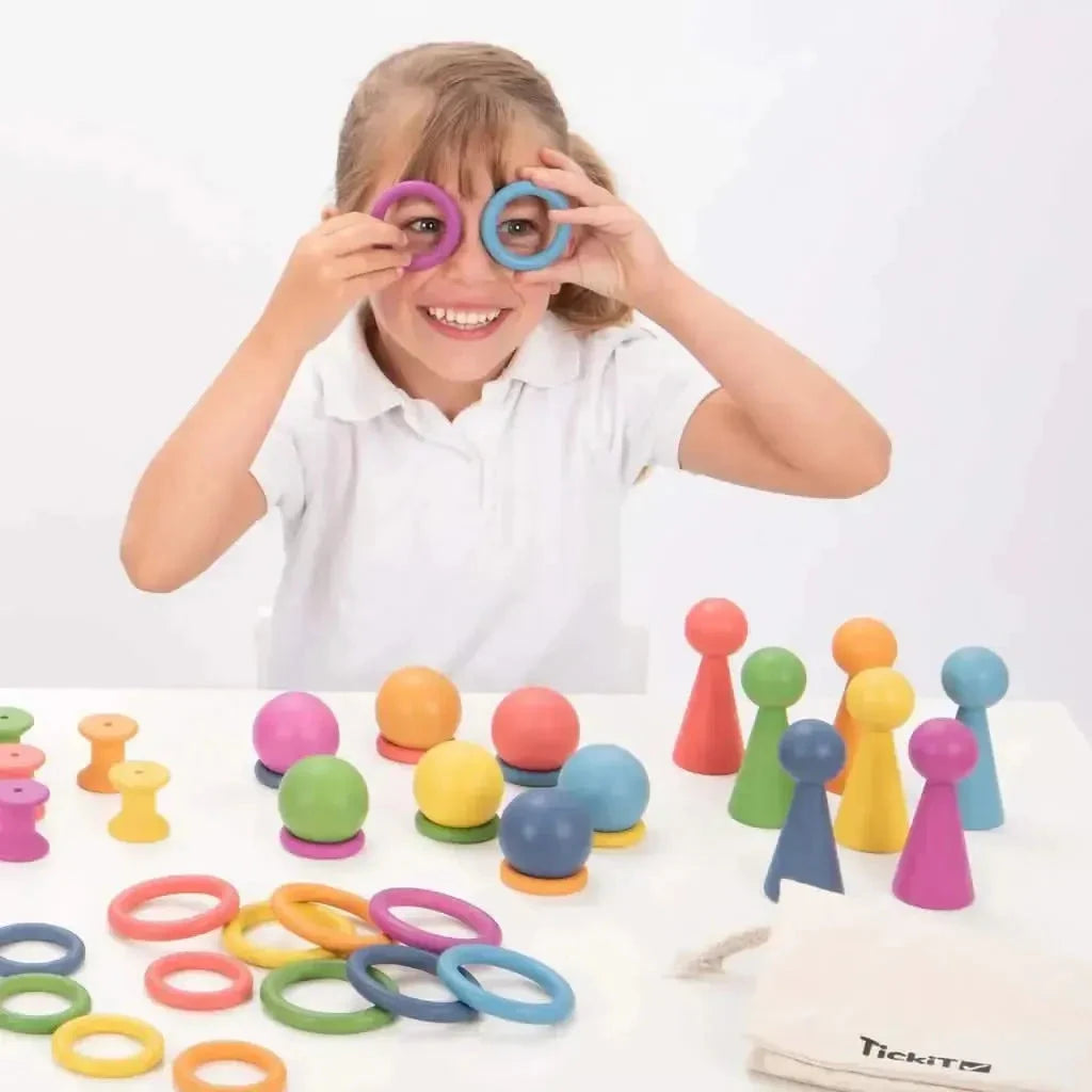 TickIt Rainbow Wooden Rings-TickIt Rainbow Wooden Rings