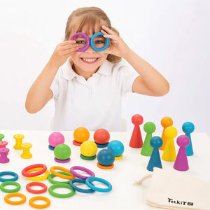 TickIt Rainbow Wooden Rings-TickIt Rainbow Wooden Rings