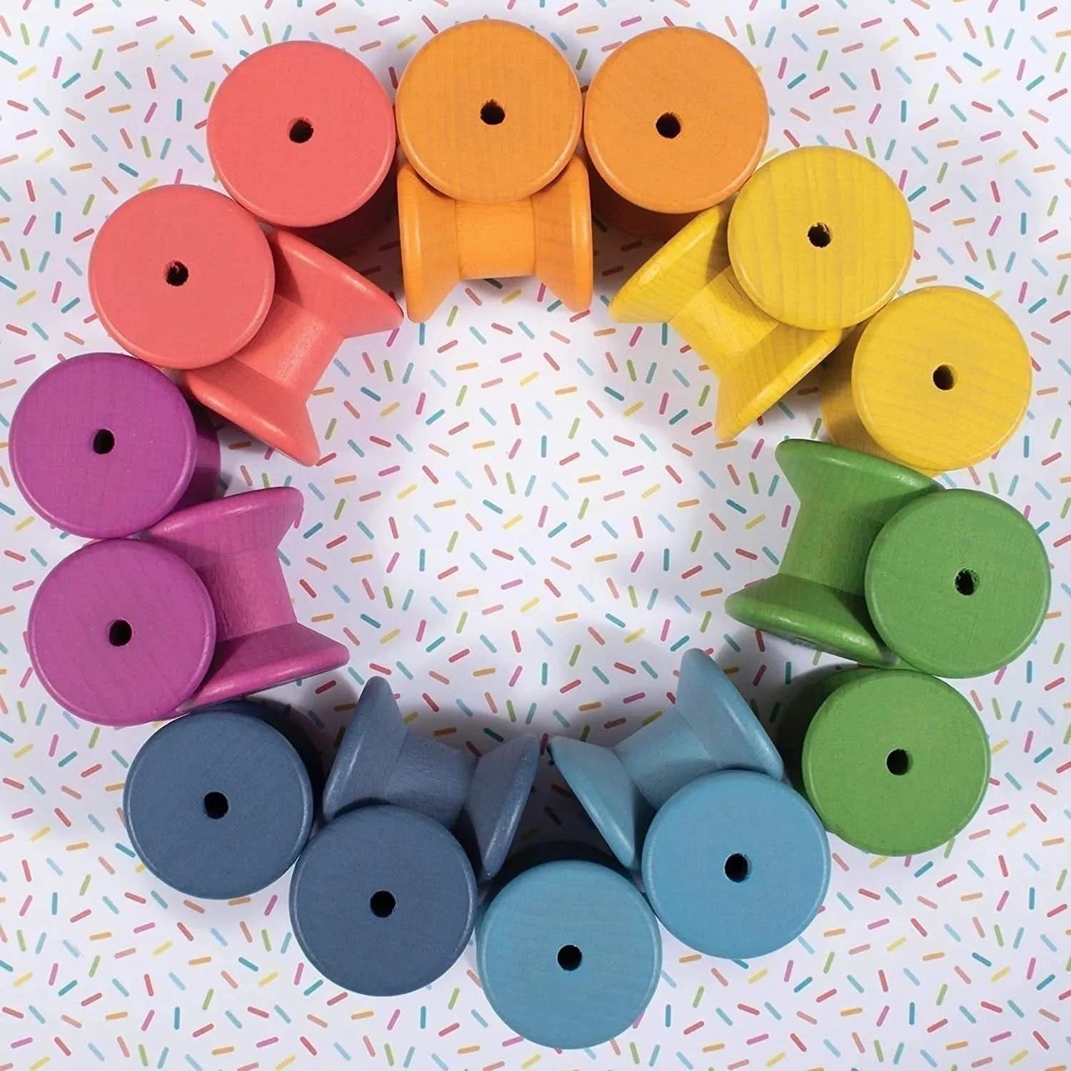 TickiT Rainbow Wooden Spools-TickiT Rainbow Wooden Spools