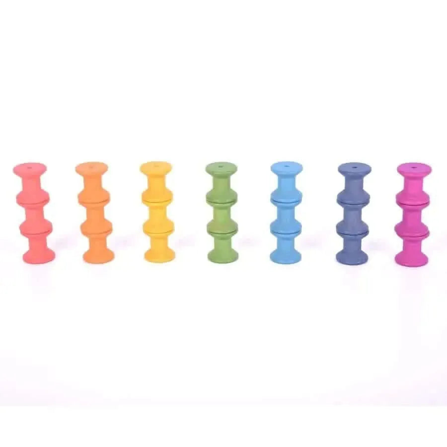 TickiT Rainbow Wooden Spools-TickiT Rainbow Wooden Spools