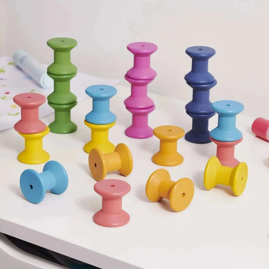 TickiT Rainbow Wooden Spools-TickiT Rainbow Wooden Spools