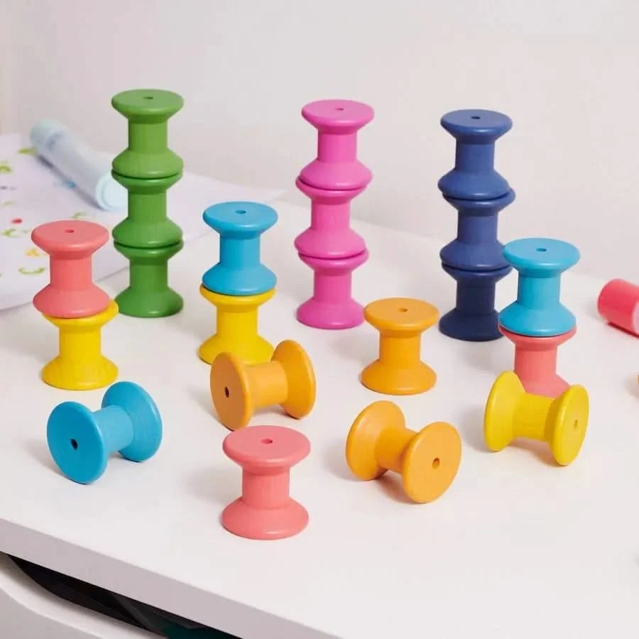 TickiT Rainbow Wooden Spools-TickiT Rainbow Wooden Spools
