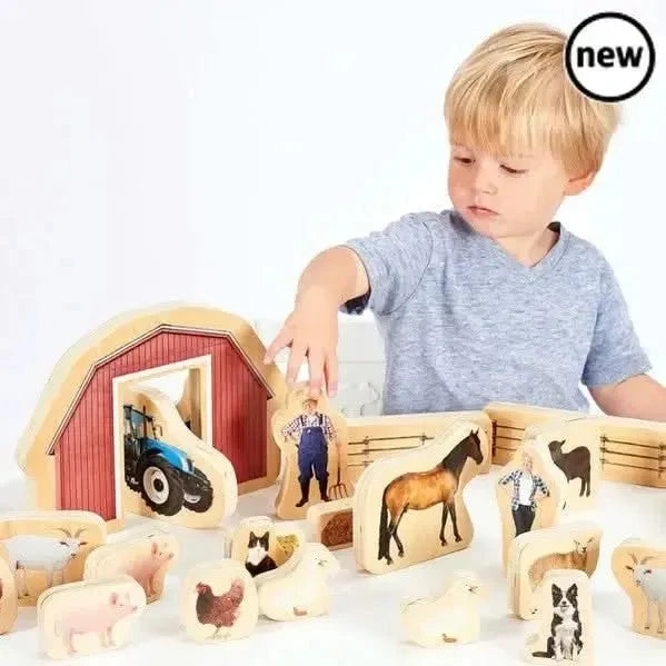 TickIT Wooden Farm Blocks 25pk-TickIT Wooden Farm Blocks 25pk