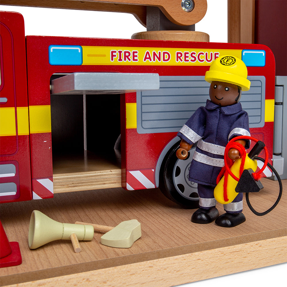 Tidlo Fire Station Toy Bundle, Race to put out fires and rescue cats from trees with our exclusive Tidlo Fire Station Toy Bundle. Aspiring young firefighters can enjoy hours of pretend play with the included Fire Station, Fire Engine, and Firefighter figures. Made from high-quality, responsibly sourced materials, each fire toy in this small world play set is designed for little hands to play with. Firefighter toys are a great way to encourage creative and imaginative play sessions as youngsters ensure emerg