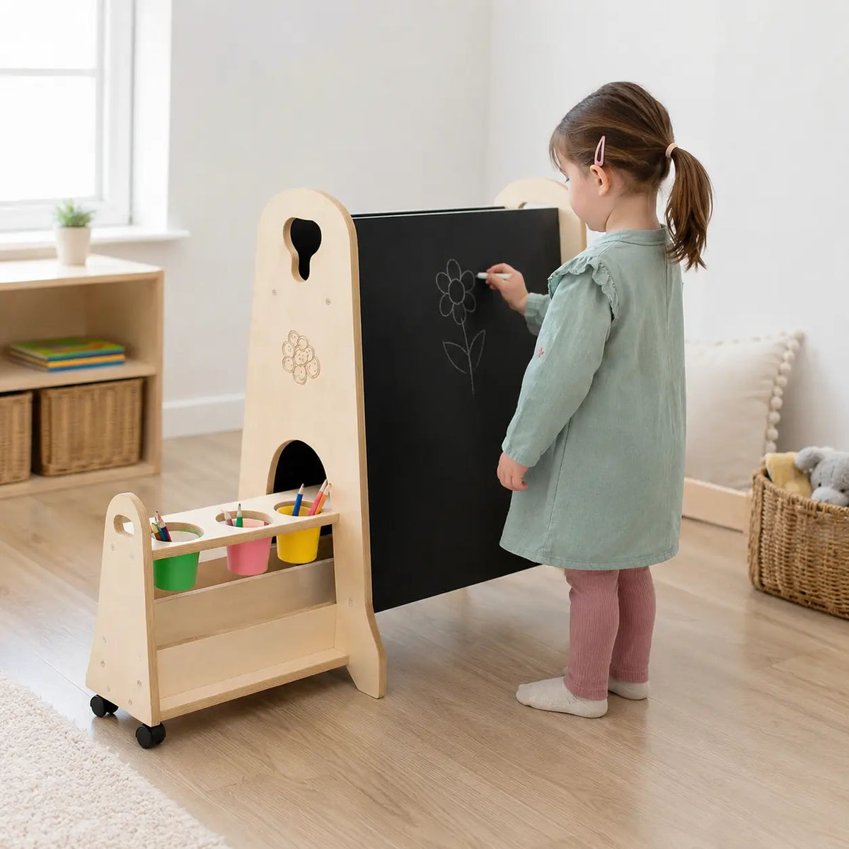 Toddler Easel with Storage nursery lifestyle scene 7